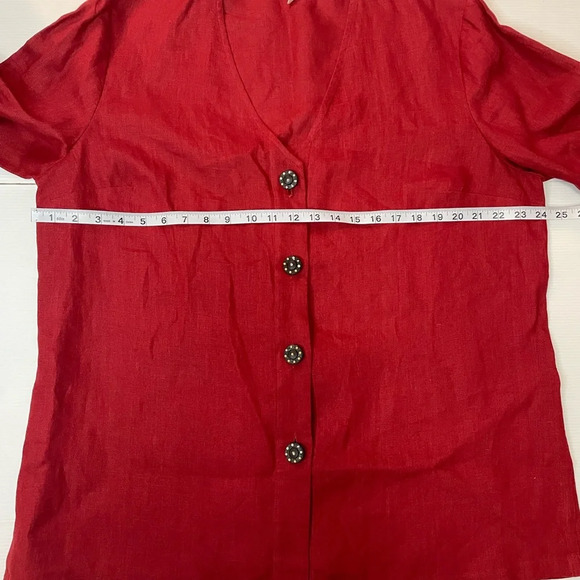 Neiman Marcus Exclusive Maroon 100% Linen Tunic Button Front Blouse Size 1X - Picture 7 of 10